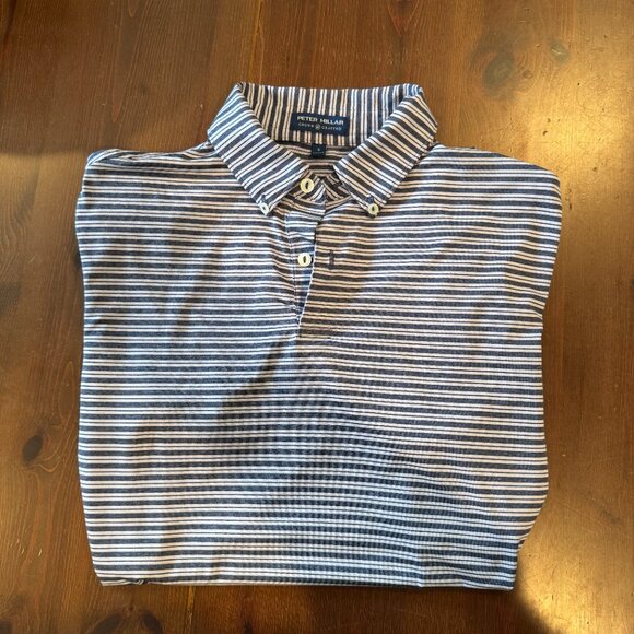 Peter Millar Mens Small Polo Shirt Crown Crafted Golf Striped Performance - Picture 5 of 8